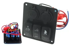 Panel przełączników 12/24V ON-OFFx3, 1xZ, 2xUSB 3,1A, 2xB 15A IP68 największy sklep tuningowy w Polsce!