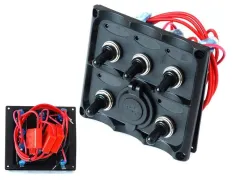 Panel przełączników 12V SPST/ON-OFFx5, 2xUSB, 3B 15A IP68 największy sklep tuningowy w Polsce!