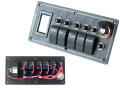 Panel przełączników ALU,ON-OFFx5, 1xZ, BA 3x5A 2x10A 1x15A IP68 największy sklep tuningowy w Polsce!