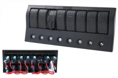 Przełącznik 12/24V ON-OFFx5, 1xZ, 2xUSB 3,1A ,1xLED volt, 3xB 15A IP68 Niebieski największy sklep tuningowy w Polsce!
