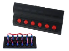 Przełączniki 12/24V IP68 ON-OFFx6, 6xB 3x5A 2x10A 1x15A, LED IP68 największy sklep tuningowy w Polsce!
