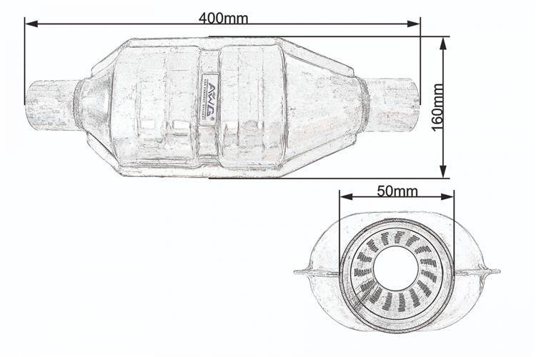 Tłumik w obudowie katalizatora fi 50 AWG - GRUBYGARAGE