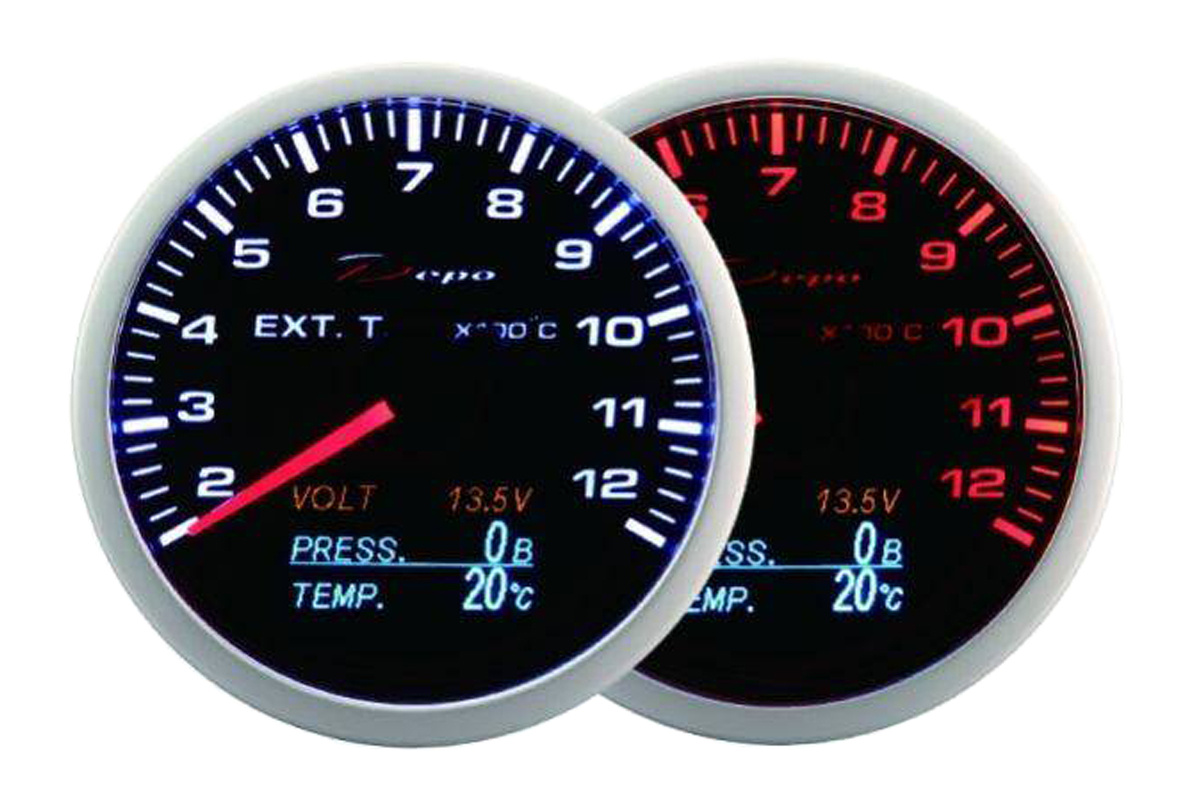 Zegar Wskaźnik Depo WA 4w1 60mm EGT Volt Ciśnienie Temperatura Oleju największy sklep tuningowy w Polsce!