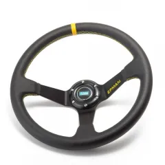 Kierownica sportowa 350mm / 80mm KJS Żółta największy sklep tuningowy w Polsce!