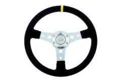 Kierownica sportowa Pro 350mm offset:0mm (płaska) Zamszowa Czarna największy sklep tuningowy w Polsce!