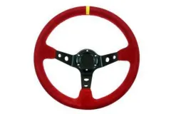 Kierownica sportowa Pro 350mm offset:80mm (głęboka) Zamszowa Red największy sklep tuningowy w Polsce!