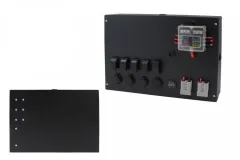 Panel przełączników Box ALU, ON-OFFx5, 3xGZ, USB 3.1A, 1x Voltomierz 6 Bezpieczników IP68 największy sklep tuningowy w Polsce!