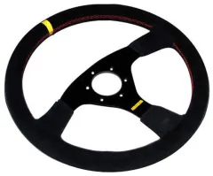 Kierownica sportowa RRS 380mm offset:0mm Zamsz żółty pasek największy sklep tuningowy w Polsce!