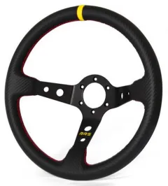 Kierownica sportowa RRS 350mm offset:90mm Carbon żółty pasek największy sklep tuningowy w Polsce!