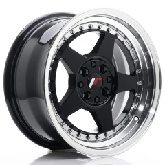 JR Wheels JR6 16x8 ET25 4x100/108 Glossy Black w/Machined Lip