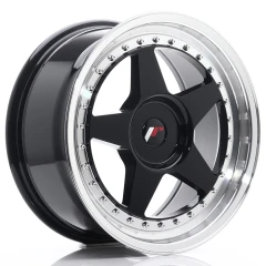 JR Wheels JR6 17x8 ET20-35 BLANK Glossy Black w/Machined Lip