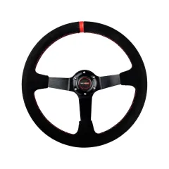 Kierownica FigerSPEC 350mm offset:80mm Zamsz Czerwona największy sklep tuningowy w Polsce!