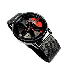 Zegarek 40mm Felga Rays JDM 3D Stal nierdzewna Prezent Czerwony - GRUBYGARAGE - Sklep Tuningowy