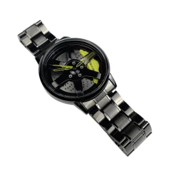 Zegarek 40mm Felga Rays JDM 3D Stal nierdzewna Prezent Żółty - GRUBYGARAGE - Sklep Tuningowy