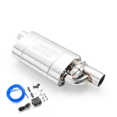 Tłumik przelotowy z zaworem podciśnieniowym E400 350 mm Prawa 63,5 mm RM-Motors największy sklep tuningowy w Polsce!