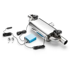 Poprzeczny tłumik przelotowy z zaworem elektrycznym E600 76 mm Elektryczny 2x63,5 mm RM-Motors największy sklep tuningowy w Polsce!