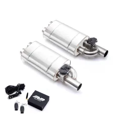 Zestaw tłumików z przepustnicą EV03 350 mm wejście 63,5 mm / 2,5 cala elektryczny RM Motors największy sklep tuningowy w Polsce!