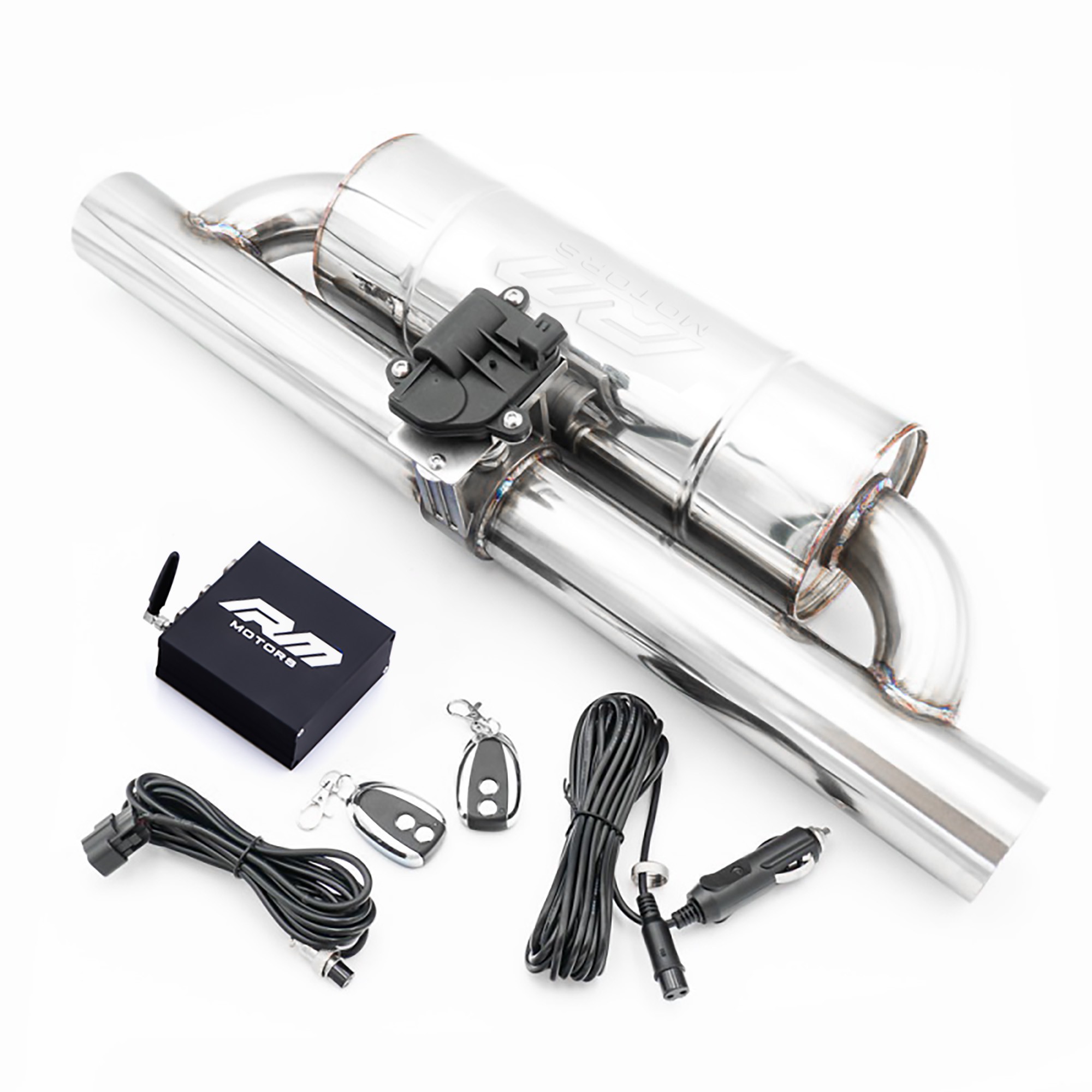 Aktywny tłumik z przepustnicą OVP01 dł. 350 mm wejście 76 mm / 3 cale elektryczny RM Motors największy sklep tuningowy w Polsce!