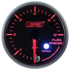 Wskaźnik Prosport ciśnienie paliwa Stepper Motor Peak 52mm Amber
