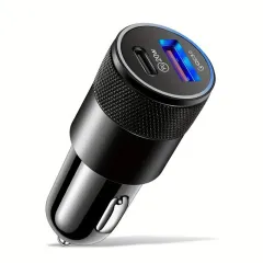 Szybka ładowarka samochodowa 3.1A USB 2.0 + USB-C Czarna największy sklep tuningowy w Polsce!