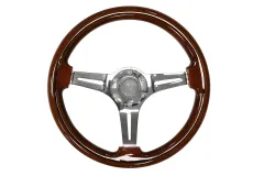 Kierownica sportowa 350mm Wood Style (drewno) Srebrna największy sklep tuningowy w Polsce!