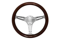 Kierownica sportowa 350mm Wood Style (drewno) Srebrna największy sklep tuningowy w Polsce!