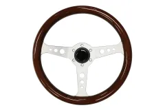 Kierownica sportowa 350mm Wood Style (drewno) Srebrna największy sklep tuningowy w Polsce!