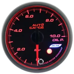 Wskaźnik New Auto Gauge ciśnienie oleju seria Stepper Motor Peak 52mm bursztynowy największy sklep tuningowy w Polsce!