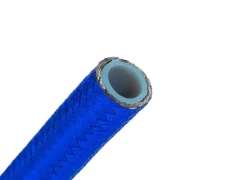 Przewód PTFE AN10 12,7mm (1/2") teflonowy w stalowym oplocie niebieski
