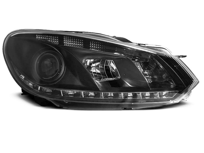 HEADLIGHTS TRUE DRL BLACK fits VW GOLF 6 10.08-12 - GRUBYGARAGE - Sklep Tuningowy