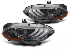 Lampy przednie LED RGB DRL BLACK FORD MUSTANG 18-21 największy sklep tuningowy w Polsce!