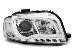 Lampy przednie TUBE LIGHT DRL CHROME AUDI A3 8P 05.03-03.08 największy sklep tuningowy w Polsce!
