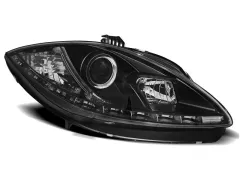 Lampy przednie TRUE DRL BLACK SEAT LEON ALTEA 09-12 największy sklep tuningowy w Polsce!