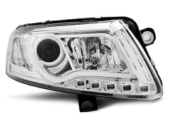 Lampy przednie XENON TUBE LIGHT DRL CHROME AUDI A6 C6 04-08 największy sklep tuningowy w Polsce!