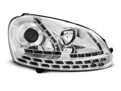 Lampy przednie (+DRL) CHROME VW GOLF 5 03-08 największy sklep tuningowy w Polsce!