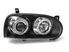 Lampy przednie ANGEL EYES BLACK VW GOLF 3 09.91-08.97