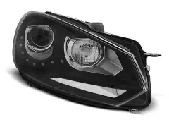 Lampy przednie TRUE DRL BLACK VW GOLF 6 10.08-12 największy sklep tuningowy w Polsce!