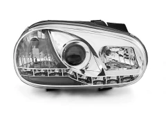 Lampy przednie (+DRL) CHROME VW GOLF 4 09.97-09.0