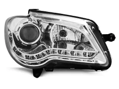 Lampy przednie (+DRL) CHROME VW TOURAN 06-10 największy sklep tuningowy w Polsce!