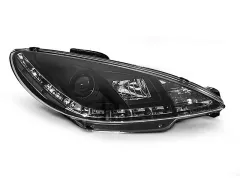 Lampy przednie PEUGEOT 206 10.98-02 (+DRL) BLACK największy sklep tuningowy w Polsce!