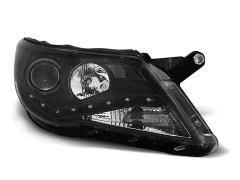 Lampy przednie (+DRL) BLACK VW TIGUAN 10.07-11 największy sklep tuningowy w Polsce!
