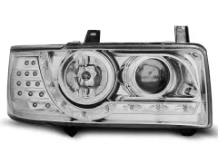 Lampy przednie (+DRL) CHROME VW T4 90-03.03 TRANSPORTER największy sklep tuningowy w Polsce!