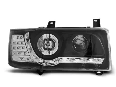 Lampy przednie (+DRL) BLACK VW T4 90-03.03 TRANSPORTER największy sklep tuningowy w Polsce!