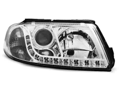 Lampy przednie (+DRL) CHROME VW PASSAT 3BG B5 FL 09.00-03.05 największy sklep tuningowy w Polsce!