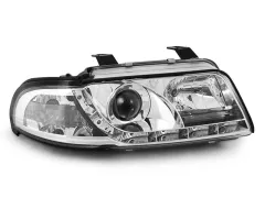 Lampy przednie (+DRL) CHROME AUDI A4 01.99-09.00 największy sklep tuningowy w Polsce!