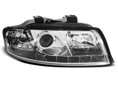 Lampy przednie (+DRL) CHROME AUDI A4 10.00-10.04