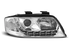 Lampy przednie (+DRL) CHROME AUDI A6 05.97-05.01