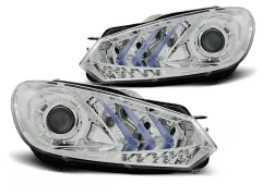 Lampy przednie TRUE DRL CHROME BLUE LIGHT VW GOLF 6 10.08- 12 największy sklep tuningowy w Polsce!