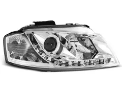 Lampy przednie (+DRL) CHROME AUDI A3 8P 05.03-03.08 największy sklep tuningowy w Polsce!