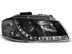 Lampy przednie (+DRL) BLACK AUDI A3 8P 05.03-03.08 największy sklep tuningowy w Polsce!